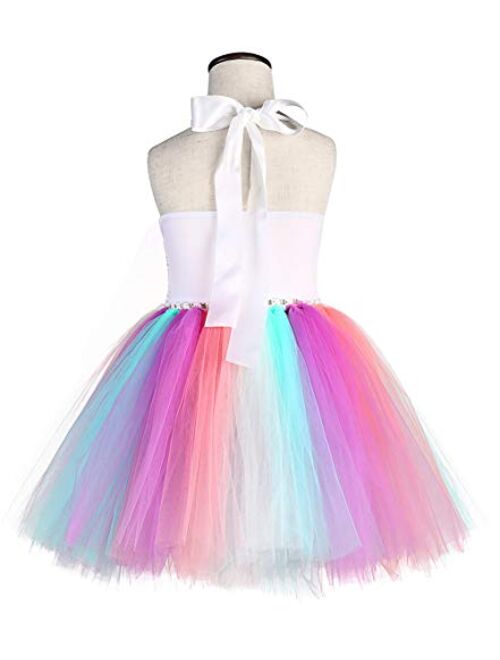 Tutu Dreams Sequin Unicorn Costume for Girls 1-10Y with Headband Birthday Party Gifts Halloween