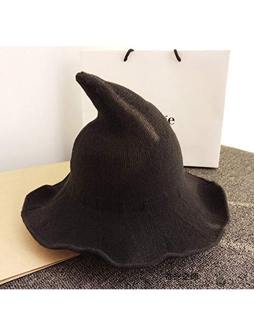 Fekey&JF Women's Witch Kinitted-Wool Hats, for Halloween Party Masquerade Cosplay Costume Accessory and Daily