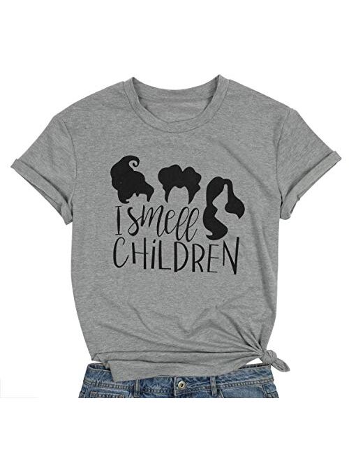 EGELEXY Halloween Shirt Women Sanderson Sisters Funny Graphic Tee Short Sleeve Letters Printed Witchy Top Tees