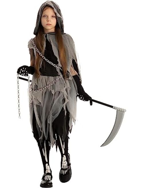 Buy Grim Reaper Girl Costume Glow in The Dark for Halloween online ...