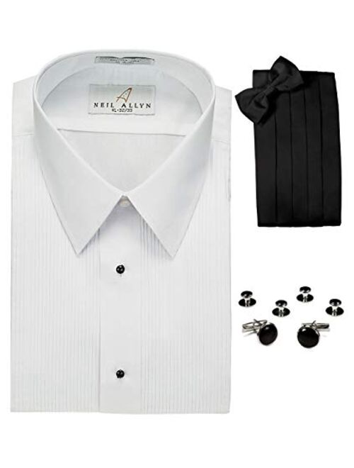 Lay-Down Collar Tuxedo Shirt, Cummerbund, Bow-Tie, Cuff Links and Studs Set