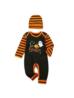 Baby Boys Girls Halloween One-Piece Long Sleeve Jumpsuit Dress Pumpkin Ghost Printed Pajama Outfits