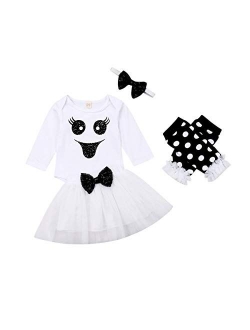 Halloween Outfits Newborn Baby Cute Ghost Romper Pumpkin Bodysuit Tulle Tutu Skirt Leg Warmer with Headband 4Pcs Clothes Set