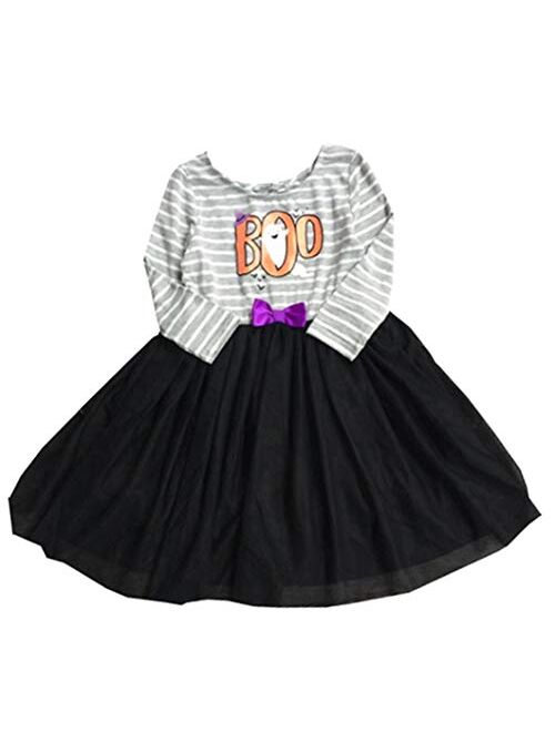 eKooBee Infant Baby Little Girl Halloween Dress Black Tutu Boo Party Holiday Dresses