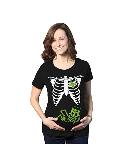 Crazy Dog T-Shirts Maternity Frankenstein Baby Bump Fall Film Movie Cute Halloween Pregnancy Tshirt