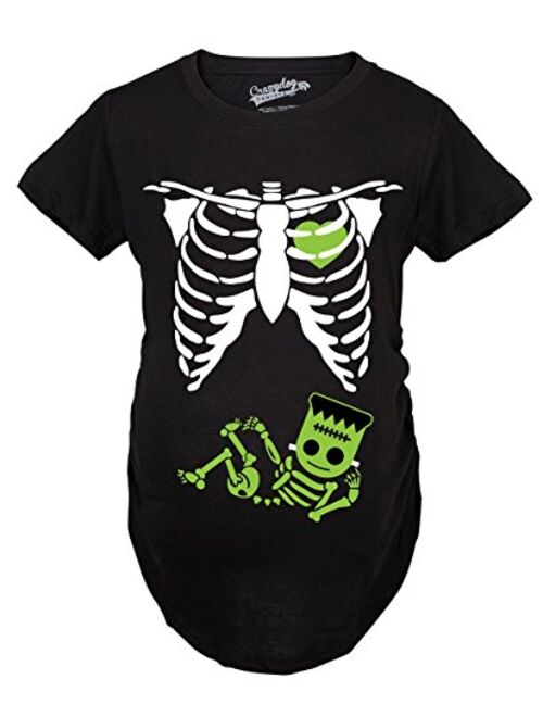 Crazy Dog T-Shirts Maternity Frankenstein Baby Bump Fall Film Movie Cute Halloween Pregnancy Tshirt