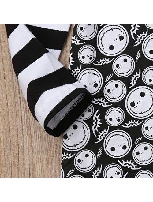 Toddler Baby Girls Halloween Dress Kids Girl Long Sleeve Ghost Pumpkin Grimace Cartoon A-line Dress