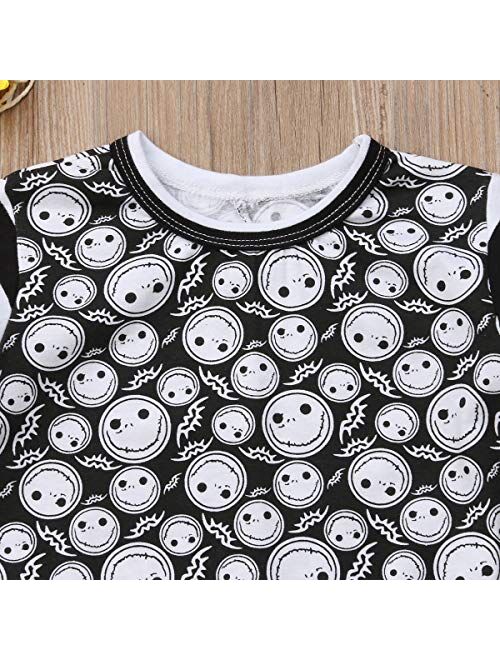 Toddler Baby Girls Halloween Dress Kids Girl Long Sleeve Ghost Pumpkin Grimace Cartoon A-line Dress