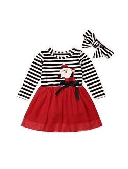 Toddler Kids Girl Halloween Outfit Long Sleeve Pumpkin Striped Tulle Dress Skirts with Headband Clothes Set