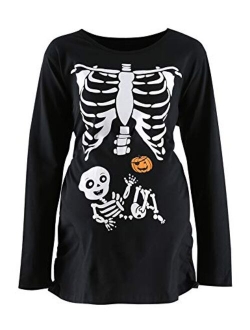 Lorjoy Women's Maternity Funny Halloween Pregnancy Cute Long Sleeve Pregnant T Shirts