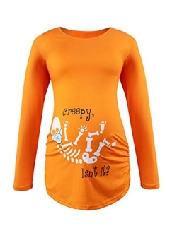 Lorjoy Women's Maternity Funny Halloween Pregnancy Cute Long Sleeve Pregnant T Shirts