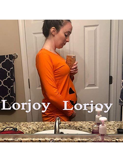 Lorjoy Women's Maternity Funny Halloween Pregnancy Cute Long Sleeve Pregnant T Shirts