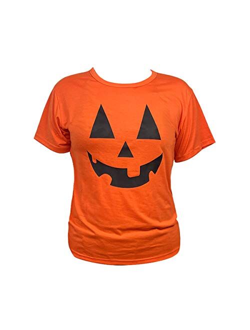 Pinkiwine Halloween Pumpkin Shirts Jack O' Lantern Pumpkin T-Shirt Fun Top Plus Size Costume for Women Girls