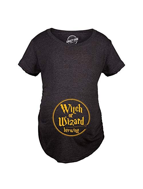 Maternity Witch Or Wizard Brewing Tshirt Funny Halloween Pregnancy Tee