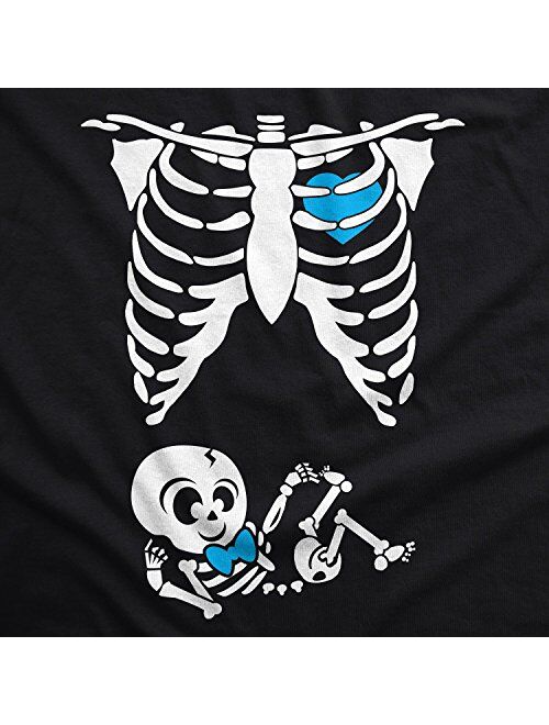 Crazy Dog T-Shirts Maternity Baby Boy Skeleton Cute Halloween Pregnancy Bump Tshirt