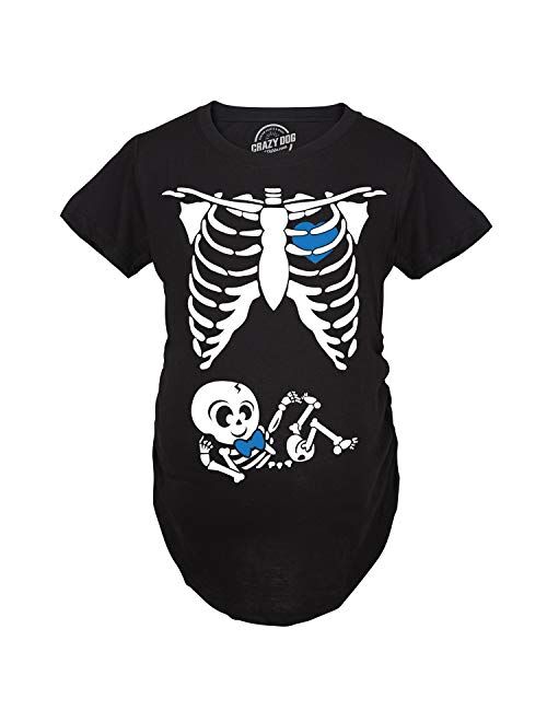 Crazy Dog T-Shirts Maternity Baby Boy Skeleton Cute Halloween Pregnancy Bump Tshirt