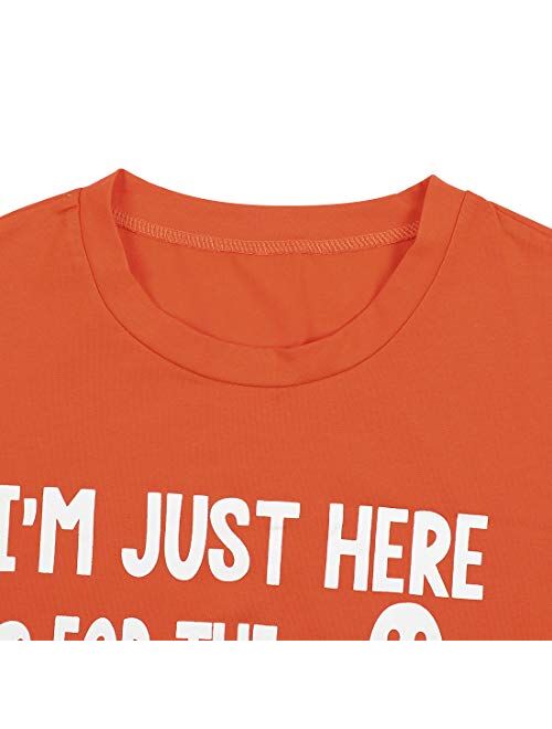 I'm Just Here for The Boos T-Shirt Women Funny Halloween Shirt Funny Graphic Tees Carnival Short Sleeve Tees Tops