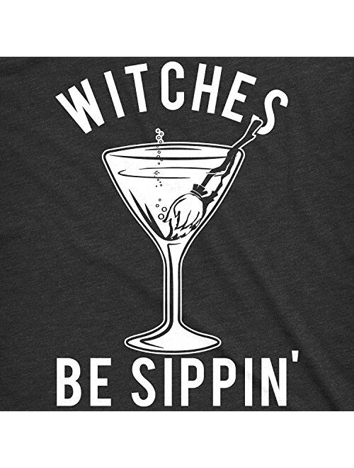 Crazy Dog T-Shirts Womens Witches Be Sippin Tshirt Funny Halloween Party Drinking Tee for Ladies