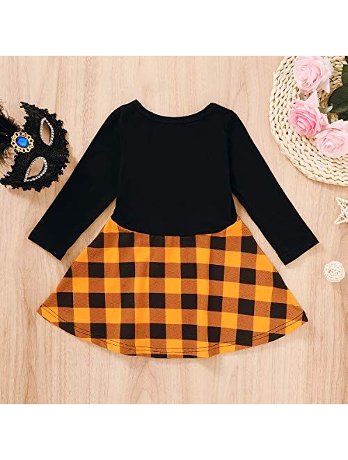 Toddler Baby Girls Clothes Halloween Dress Cartoon Pumpkin Ghost Spider Print Outfits