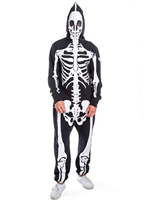 Tipsy Elves' Men's Skeleton Jumpsuit - Scary Black and White Halloween Jumpsuit