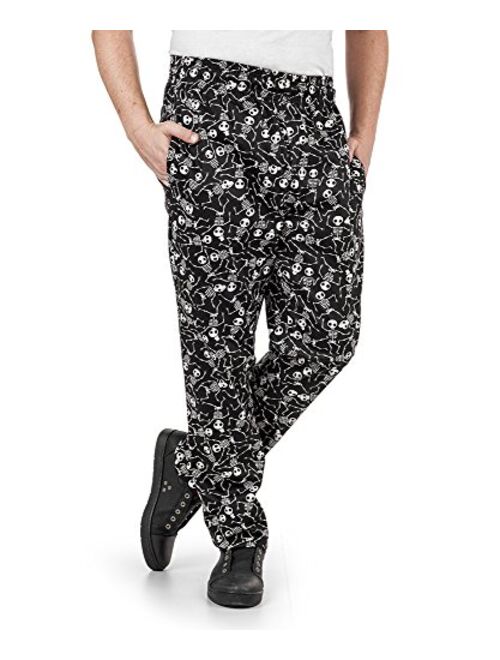 Mens Boneyard Print Chef Pant (XS-3X) | Traditional Baggy Fit, 100% Cotton, Elastic Waist