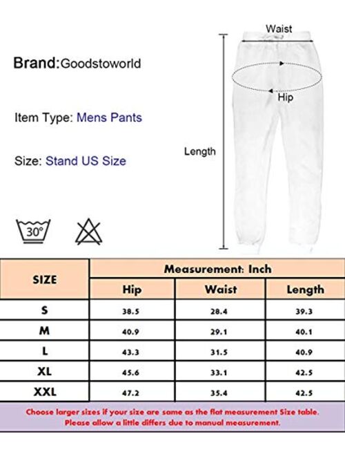 Goodstoworld Unisex 3D Graphic Jogger Pants Lightweight Comfortable Baggy Sweatpants with Drawstring Pockets S-XXL