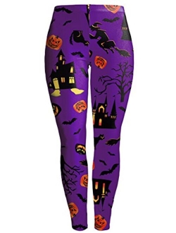 GLUDEAR Women's Halloween Print High Waist Leggings Stretch Full Length Tights Workout Pants