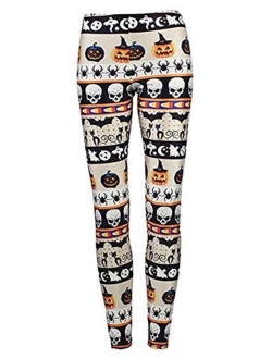 GLUDEAR Women's Halloween Print High Waist Leggings Stretch Full Length Tights Workout Pants