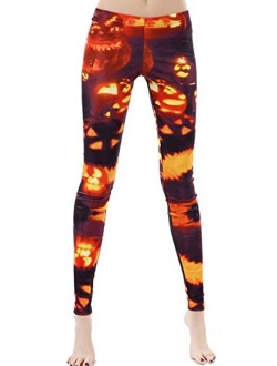 GLUDEAR Women's Halloween Print High Waist Leggings Stretch Full Length Tights Workout Pants