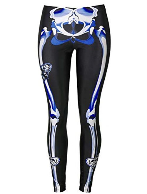 GLUDEAR Women's Halloween Print High Waist Leggings Stretch Full Length Tights Workout Pants