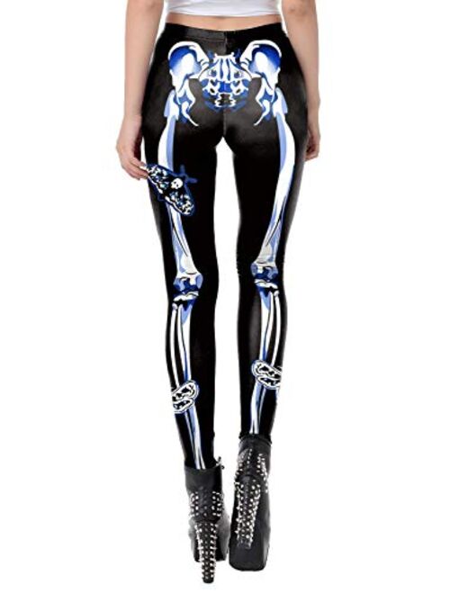 GLUDEAR Women's Halloween Print High Waist Leggings Stretch Full Length Tights Workout Pants