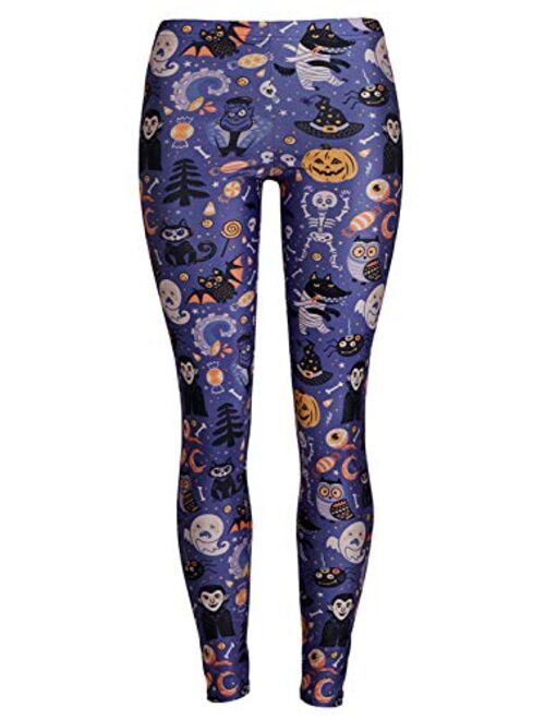 GLUDEAR Women's Halloween Print High Waist Leggings Stretch Full Length Tights Workout Pants