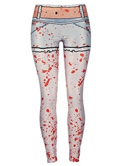 Sister Amy Women's Halloween Pumpkin Skulls Printed Ankle Elastic Tights Legging Halloween