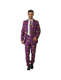 EraSpooky Halloween Pumpkin Suits for Men Comes with Jacket Pants and Tie