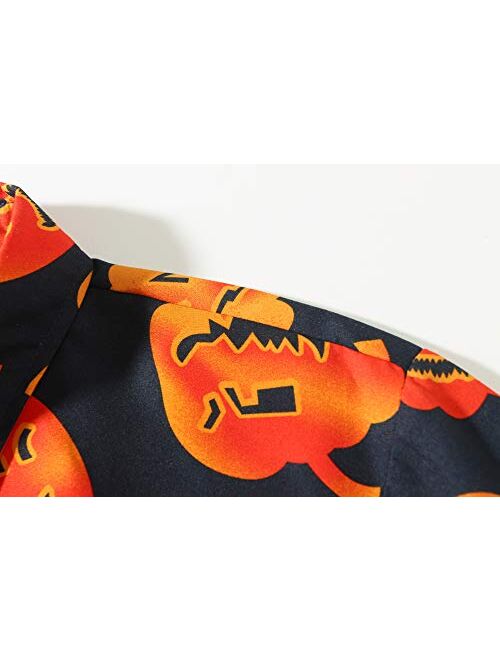 SSLR Men's Fun Button Down Long Sleeve Halloween Shirt