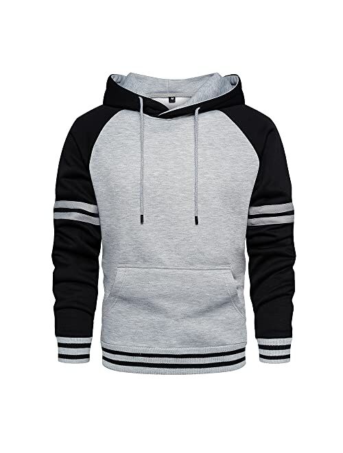 TOLOER Pullover Hoodie Men Blend Fleece Long Sleeve Sweatshirt with Kanga Pockets