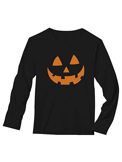 Orange Pumpkin Face Jack O' Lantern Halloween Costume Long Sleeve T-Shirt