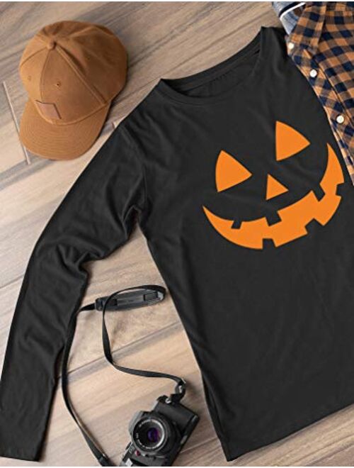 Orange Pumpkin Face Jack O' Lantern Halloween Costume Long Sleeve T-Shirt