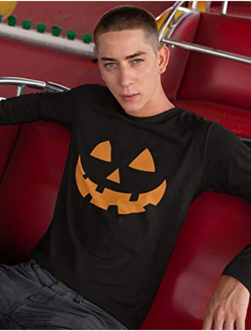 Orange Pumpkin Face Jack O' Lantern Halloween Costume Long Sleeve T-Shirt