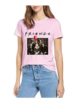 Friends Horror Halloween T-Shirt Michael Myers Jason Horror Scary Movies Gift Tee Shirt for Women Men