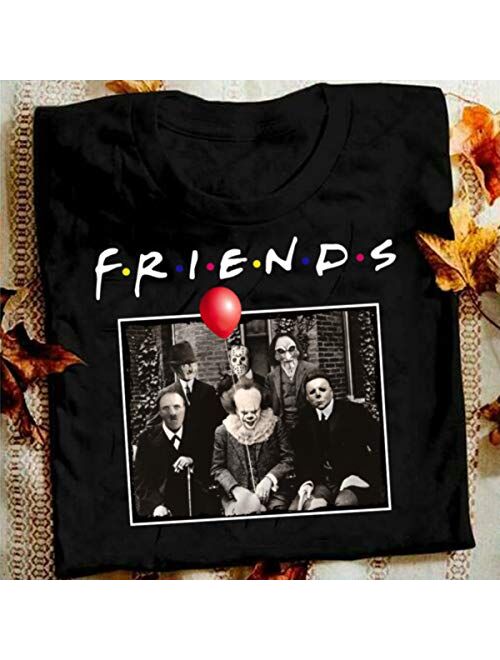 Friends Horror Halloween T-Shirt Michael Myers Jason Horror Scary Movies Gift Tee Shirt for Women Men