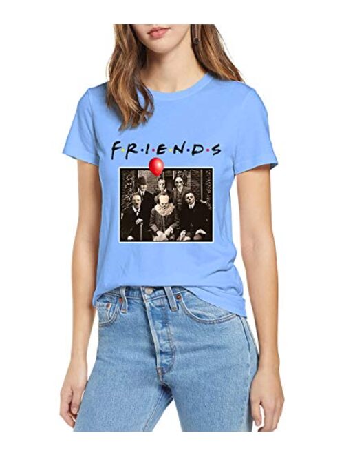 Friends Horror Halloween T-Shirt Michael Myers Jason Horror Scary Movies Gift Tee Shirt for Women Men