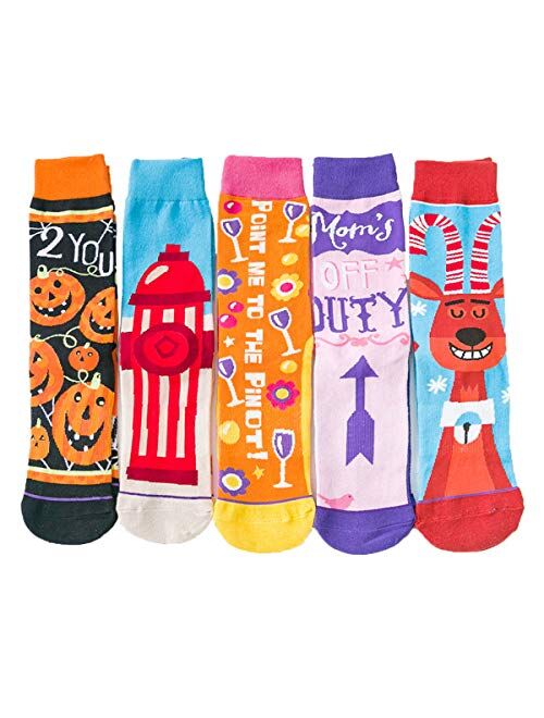 SherryDC Men's Halloween Pumpkins Bats Novelty Fun Crew Length Casual Dress Socks 2-Pack