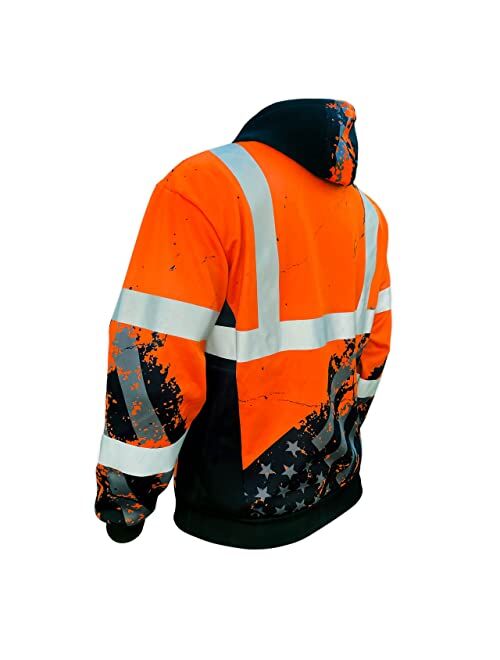 SafetyShirtz SS360 Stealth American Grit Hoody - Black - Enhanced Visibility