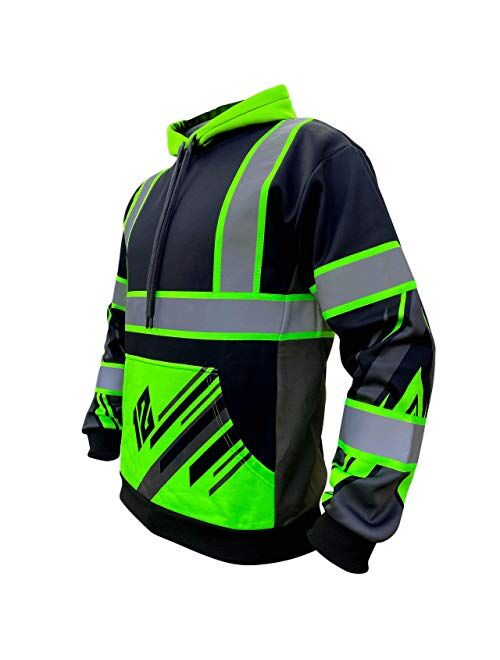 SafetyShirtz SS360 Stealth American Grit Hoody - Black - Enhanced Visibility