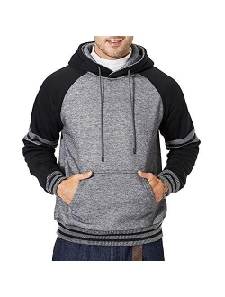 DUOFIER Mens Athletic Hoodies Color Block Hooded Fleece Sweatshirt