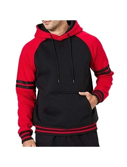 DUOFIER Mens Athletic Hoodies Color Block Hooded Fleece Sweatshirt