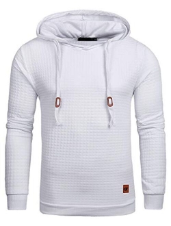 Mens Pullover Hoodie Long Sleeve Hooded Sweatshirt Casual Hoodies Square Pattern