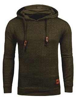 Mens Pullover Hoodie Long Sleeve Hooded Sweatshirt Casual Hoodies Square Pattern