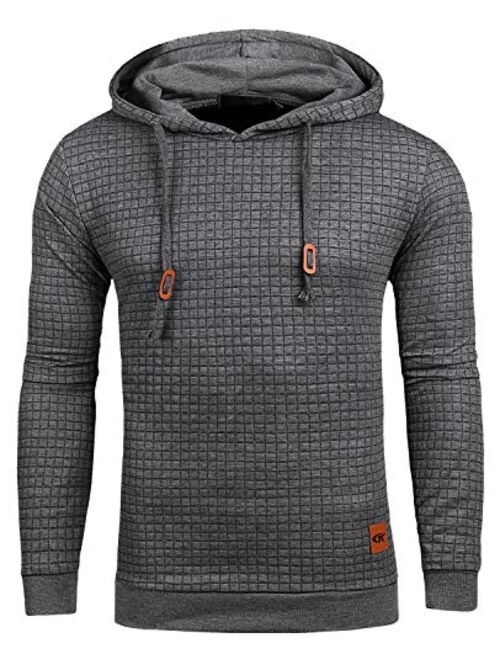 Mens Pullover Hoodie Long Sleeve Hooded Sweatshirt Casual Hoodies Square Pattern